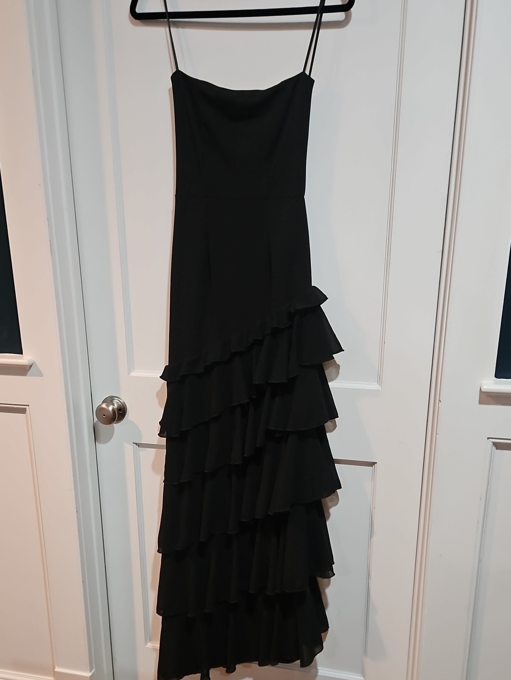 Windsor Black Strapless Lined Heavier Formal Ruffle Maxi Dress Size Small